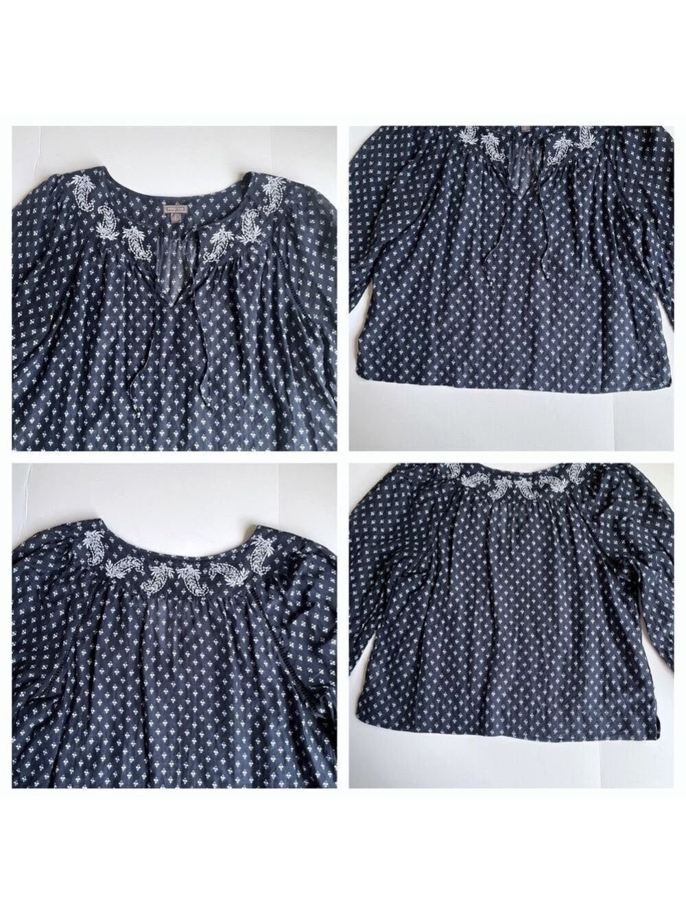 J. Crew Point Sur Embroidered Block Print Peasant Top - Picture 6 of 9